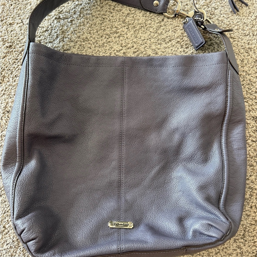 Coach Textured Leather Bag in Taupe/purple